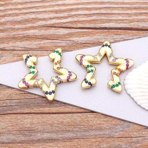 Hot Sale Star Shape Ear Cuffs Clip on Earrings for Women Without Piercing Copper Zircon Ear Clip Earrings 4 Colors Choice