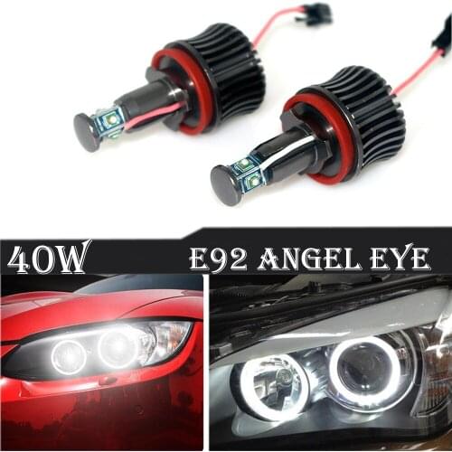 For BMWE60 E61 E70 E71 E90 E92 E93 X5 X6 Z4 M3 4-Side LED Marker Light 40W H8 Angel Eyes Halo Ring Bulbs Error Free