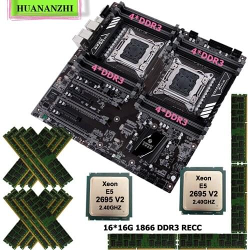 HUANANZHI X79-16D Dual Socket Motherboard Combo On Sale 2 Processors Xeon CPU E5 2695 V2 Big Brand RAM 256G(16*16G) 1866 RECC