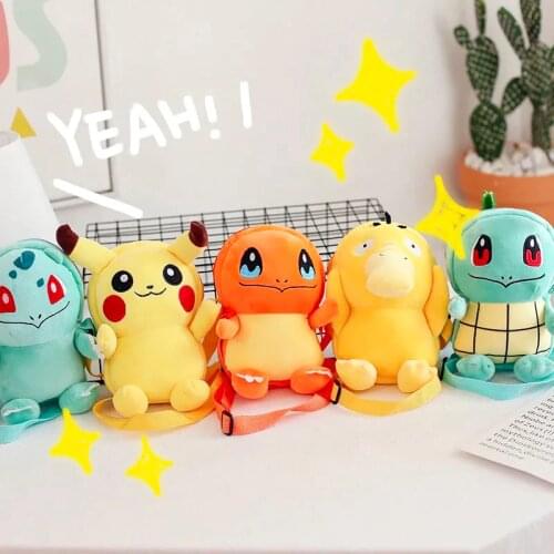 Pokémon Anime Kawaii School Backpack For Girl Boy Kids Messenger Bag Dolls Toys Pop It Pikachu Bulbasaur Charmander Squirtle