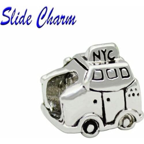 Fashion jewelry DIY charm, European and American style New York taxi car beads Fit Pandora Bracelet Necklace