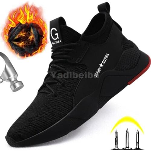 Men Work Safety Boots Steel Toe Shoes Work Sneakers Puncture-Proof Safety Shoes Man Boots Warm Winter Shoes Work Plus Size 49