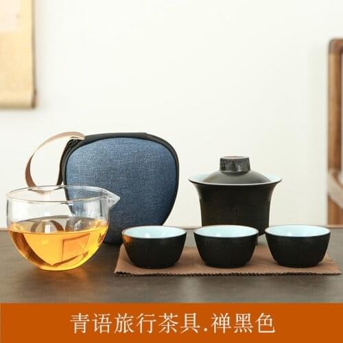 Green Tea Ceremony Set Retro Tea Glass Ceramic Travel Gaiwan Teaset Drinkware Chinese Kung Fu Teapot Filter Teaware Gift Friend