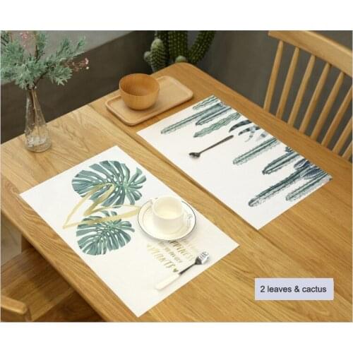 Plant Printed Table Mat Household Insulated Northern European-Style PVC Placemat Insulated Pad