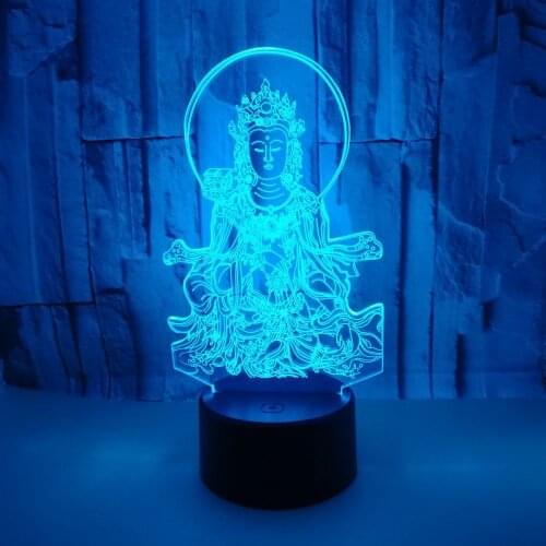 New Buddha Statue 3d Night Desk Lamp Seven-color Touch 3d Visual Lamp Gift Customized 7 color 3d Table Lamp