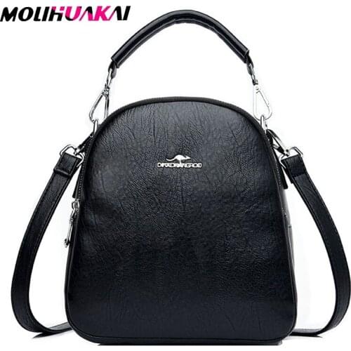 2020 New PU High Quality Leather Backpacks Women High Capacity Travel Backpack School Bags For Teenage Girls Shoulder Bag