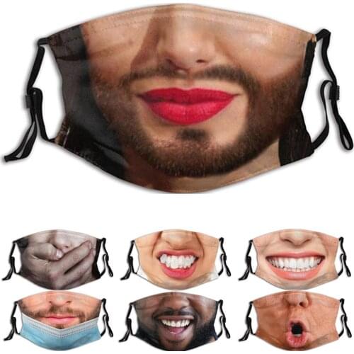 New Funny Expression Halloween Mouth Face-Masks Women Men Unisex Interesting Mask Street Sports Dust-proof Breathable Washable