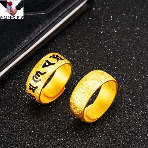 OMHXFC Wholesale RI312 European Fashion Fine Hot Couple Lovers Party Birthday Wedding Gift Fine Words 24KT Gold Resizable Ring