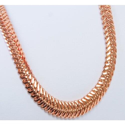 Woman Men 585 Rose Gold Color Simple Classic Atmosphere Couple Unisex Flat Snake Bone Chain Necklace 5mm Width 40cm Length