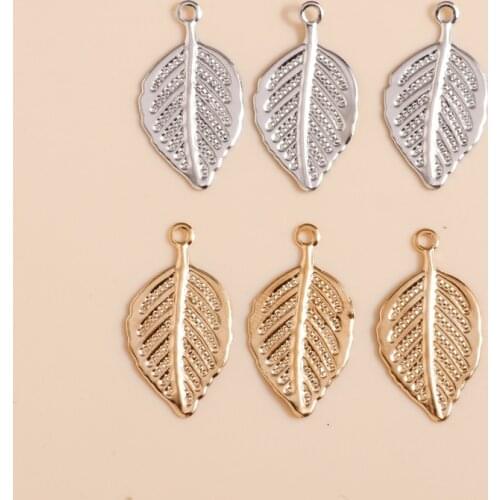 50pcs/lot 21*11mm Leaves Charms Pendants Gold Silver Color Metal Iron Sheet DIY Making Necklace Earrings Finding Jewelry Gift