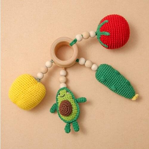 Baby Rattles Crib Mobiles Toy Bed Bell Knitting Nordic Kids Room Nursery Decoration Hanging vegetable fruit Wind Chime Pendant