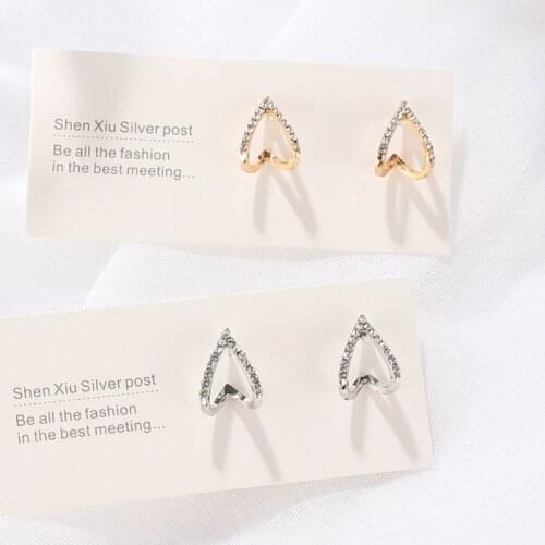 Silver Plated Needle Stud Earrings Geometric Heart Earrings Hollow Curved Love Earrings Jewelry