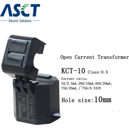 Split Core Current Transformer KCT-10 Class 0.5 With 1m Wire Primary 1-75A ,mA and mV Output