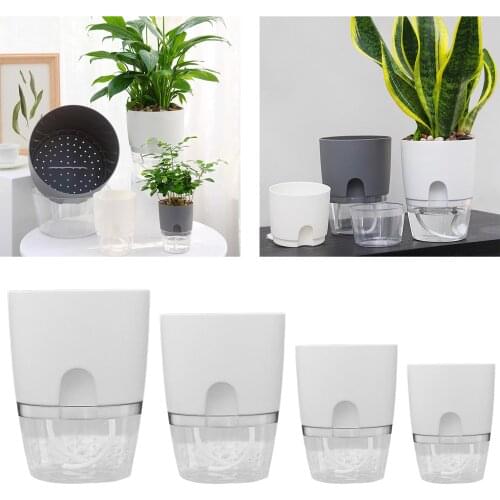 Self Watering Plastic Flower Pots Tabletop Pots Indoor Flower Planters