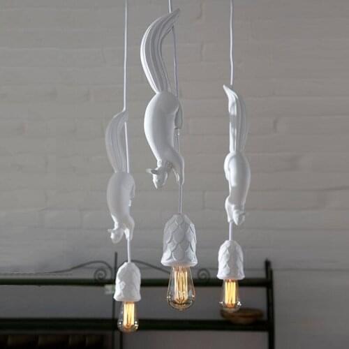 Modern Design Resin Squirrel LED Pendant Lights Nordic Childrens Room Light Dinning Room Lamp Bedside Bedroom Hanging Light