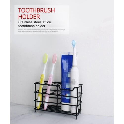 6 Grids Household Bathroom Storage Rack Simple Style Multi-functional Stainless Steel Toothpaste Toothbrush Holder Organizer