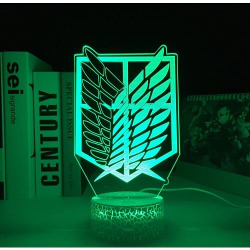 Attack on Titan Anime Logo LED White Base Night Light for Room decor Children Gift Japanese Anime Bedroom Desk Lamp Dropship
