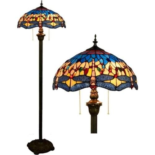 Tiffany Led Living Room Floor Lamp Classical Vintage Blue Dragonfly Apartment Sofa Corner Lamp Reading Floor Light 1251