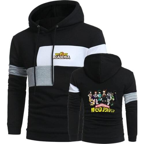 2020 3 Color Spring Anime My Hero Academia Print Hip Hop Coat Cotton Customize Sport Hoodies Splice Pullover Unisex Sweatshirts