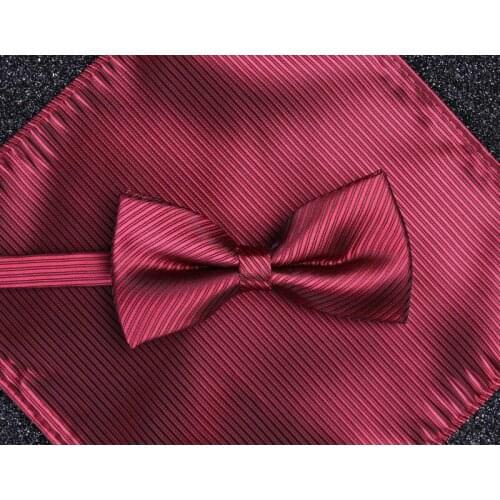 High Quality Luxury Groom Wedding Bowtie with Pocket Handkerchiefs Mens Business Bow Tie Butterfly Striped Solid