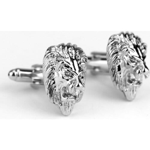 Cufflinks For Men 3D The King Of Forest Lion Head Cufflinks Jewelry Cuff Buttons Cool Cuff Links Pins Tie Clip&Cufflink