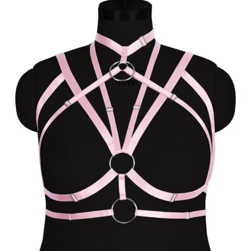 Busty Women Body Harness Plus Size Lingerie Crop Tops Hollow Bra Elastic Bondage Adjust Suspender Belt Garters Pole Dance Rave