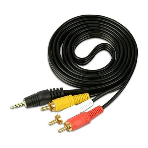 1.5m Gold Plated 3.5mm Jack to 3 RCA Adapter Audio Aux Cable Video AV Cable Converter Cord for DVD Player Recorder HiFi VCR TV