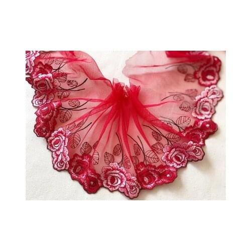 1 Meter Red Net Dress Lace Trim Embroidery Lace Fabric Lace Accessories Mesh DIY Craft Handmade Materials