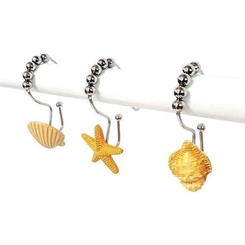 12PCS Shower Curtain Hook Creative Dual-hook Stainless Steel Shower Curtain Ring