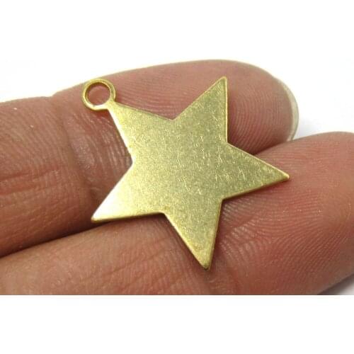 Brass star pendant 22mm Raw brass earrings charms with loop -50pcs R100