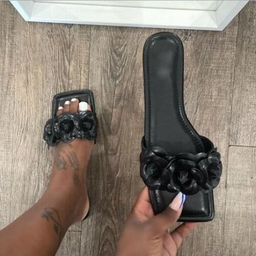 2021 summer women Luxury flat-bottomed flower plus size women beach understand all-match fashion Durable at home slippers