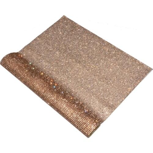 24*20cm Hot Fix Glass Rhinestone Sheet 2mm Rhinestone Applique Self Adhesive Mesh Crystal Transfer Car Sticker DIY Motif