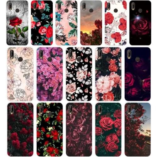 287H Valentines day roses flowers Soft Silicone Tpu Cover Case for huawei p 20 lite pro y6 2017 mate 10 lite