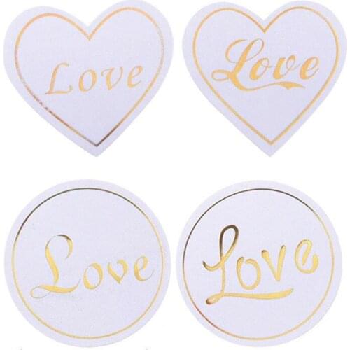 300pcs Heart Bronzing LOVE Gift Seal Label 4 Fonts Adhesive Kraft Seal Sticker For Baking Stickers DIY Work Stationery Stickers