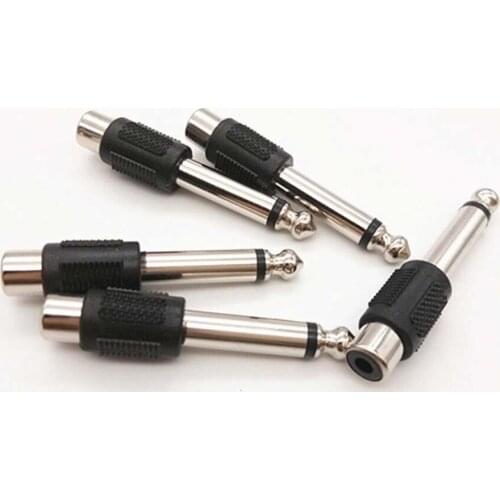 4pcs RCA/AV Female Jack To 6.35mm Male Plug RCA Female Audio Adapters Connectors Plugs For DIY FM Microphone