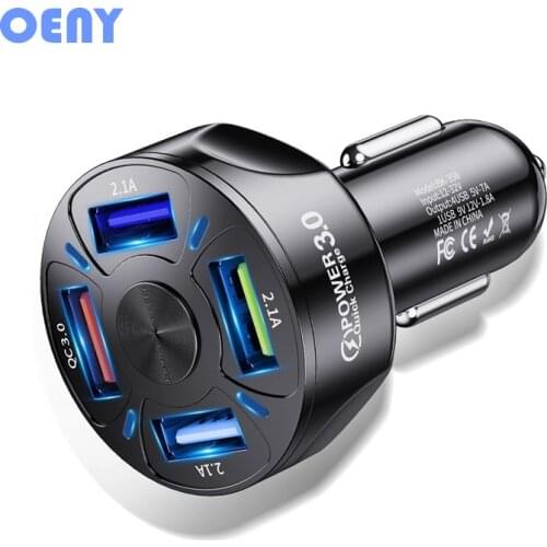 Car Charger 4 USB Quick Charge 3.0 For iPhone Samsung Xiaomi MI 10 Huawei Mobile phone Charger QC 3.0 in Car Adapter Car-charger