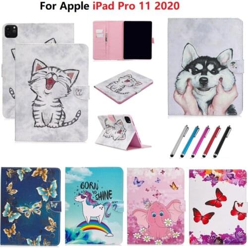 Kawaii Cat Unicorn Puppy Flip Tablet Cover For Apple IPad Pro 11 inch 2020 2th Generation Pro 11" Covers Cases With Card slot