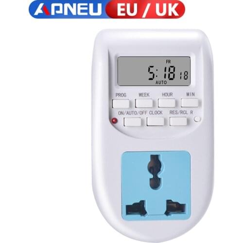 Digital Time Switch Timer With UK EU Socket Weekly Programmable Electronic Digital Timer Switch LCD Display 220V 50Hz 10A