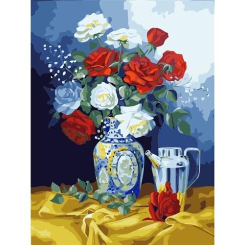 Flowers For Adults Printed Fabric 11CT Cross Stitch Complete Kit Embroidery DMC Threads Sewing Handicraft Needlework Decor