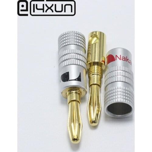 EClyxun 100Pcs High Quality New 24K Gold Nakamichi Speaker Banana Plugs For Video Speaker Connector Black Red Color