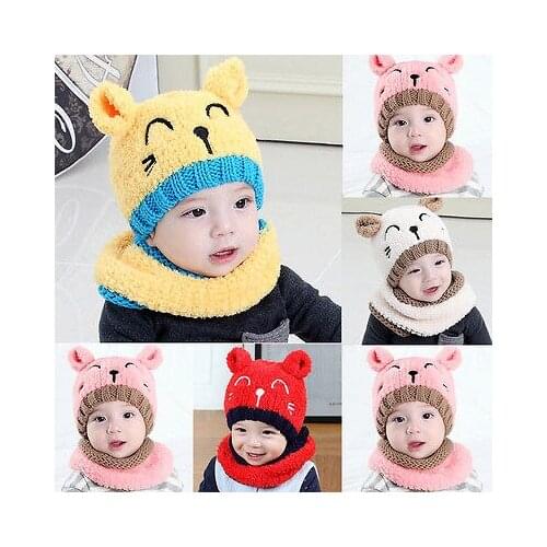 Emmababy Baby Toddler Girls Boys Warm Hat Winter Beanie Hooded Scarf Earflap Knitted Cap