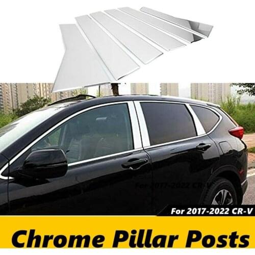 Stainless Steel Chrome Exterior Side Door Window Pillar Posts Overlay Pre-Cut Trim Sticker for HONDA CRV CR-V 2017-2021