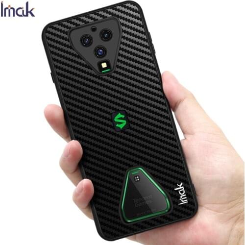 Imak Carbon Fiber Texture PU Leather Back Cover Case for Black Shark 3 Pro Anti Fingerprint with TPU Soft Frame