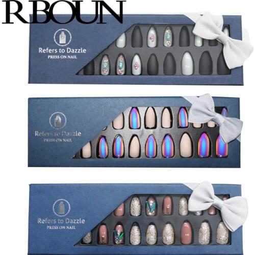 Fake Nails with Glue False Tipsy Press on Tips Art Coffin Stick Designs Clear Display Set Full Detachable Kiss Cover Artificial