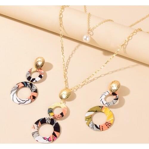 Jewelry Sets Trendy Multicolor Necklace Earrings Jewelry Boho Earring and Necklace Set 2021 bijoux femme parures bijoux