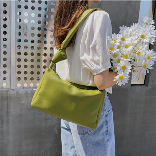 Fashion Soild Colour Women Pillow Shoulder Bags Soft PU Leather Ladies Underarm Bag Large Capacity Purse Handbags Bolsa Feminina