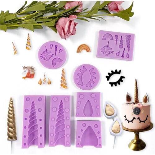 New Fondant Mold 3D Unicorn Shape Unicorn Eyebrow Eyelash Chocolate Cake Fondant Silicone Mold