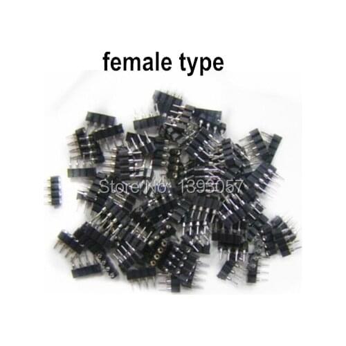 Wholesale 500pcs/lot 4pin female type needle RGB connector, 4 pin golden metal feet, for LED RGB strip connecting, Free Shipping