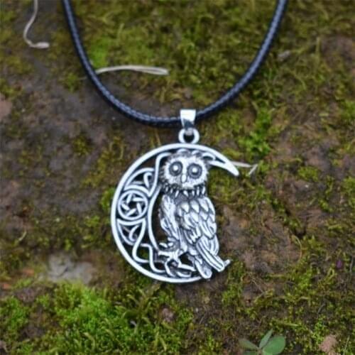 12pcs Magical owl and moon necklace crescent moon animal jewelry