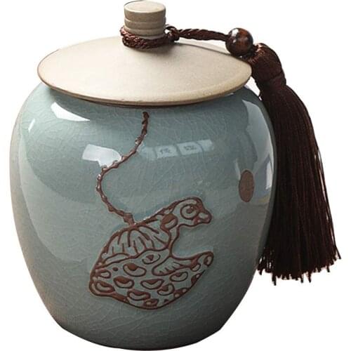 Pet Urn for Memorials - Small - Holds Up to 30 Cubic Inches of Ashes - Ice Crack Glaze Pet Cremation Urn for Ashes